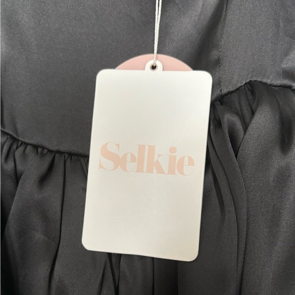 NEW NWT Selkie Silk Caviar French Puff Dress Black XS - Picture 10 of 10
